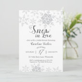 Winter Snowflakes Snow in Love Bridal Shower Kaart (Staand voorkant)