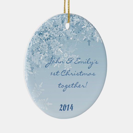 Winter Snowflakes Snow Personalized Name Ornament (Rechts)
