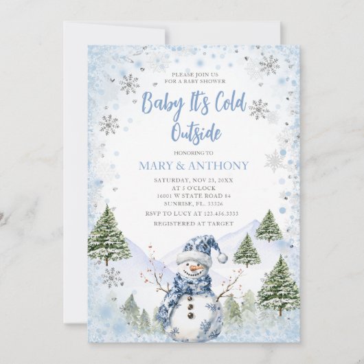 Winter Snowflakes Snowfall Baby shower Kaart (Voorkant)
