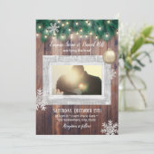 Winter Snowflakes String Lights Photo Wedding Kaart (Staand voorkant)