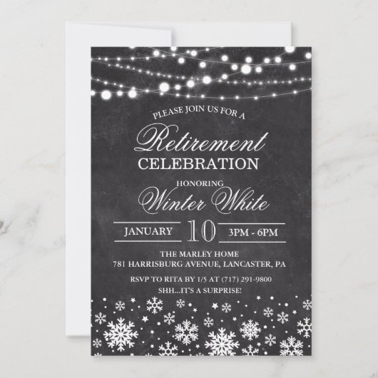 Winter Snowflakes Uitnodiging tot pensioen (Voorkant)