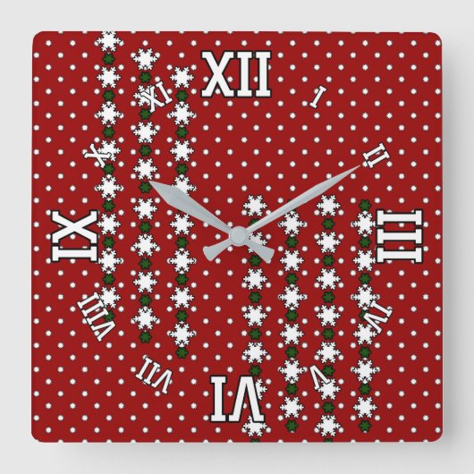 Winter Snowflakes Vierkante Klok (Voorkant)