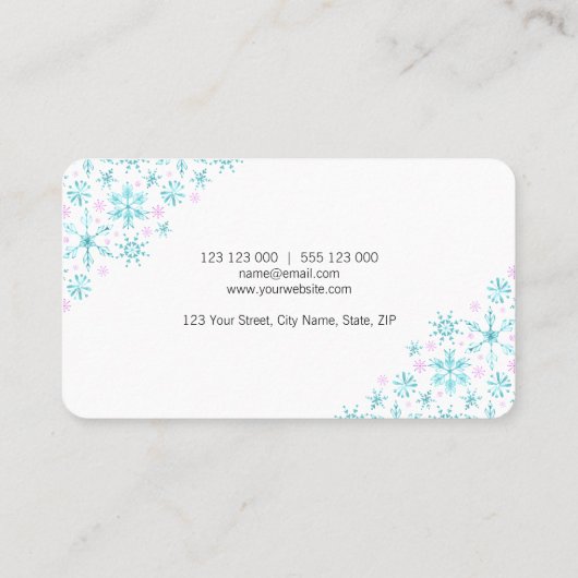 Winter Snowflakes Visitekaartje (Achterkant)