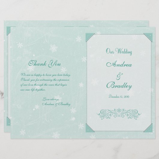 Winter Snowflakes Weddenprogramma (Voorkant / Achterkant)