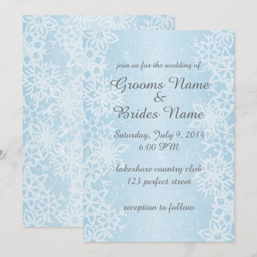 Winter Snowflakes Weddenschap Kaart (Voorkant / Achterkant)
