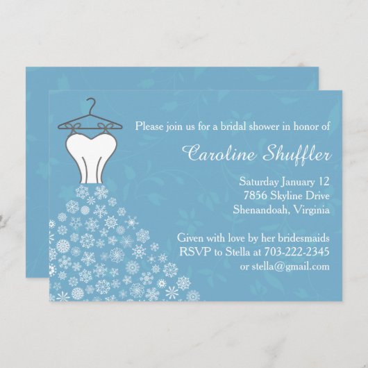 Winter Snowflakes Weddenschap Vrijgezellenfeest Informatiekaartje (Voorkant / Achterkant)