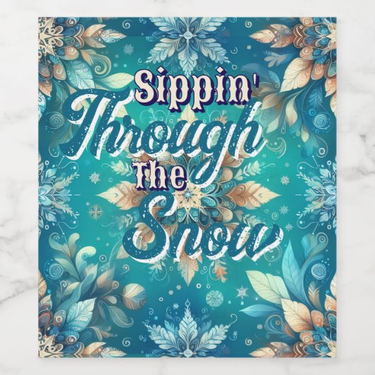 Winter Snowflakes Wijn Etiket (Enkel label)