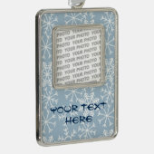 Winter SNOWFLAKT naadloos patroon + uw ideeën Verzilverd Omlijst Ornament (Rechts)