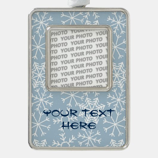 Winter SNOWFLAKT naadloos patroon + uw ideeën Verzilverd Omlijst Ornament (Voorkant)