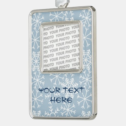 Winter SNOWFLAKT naadloos patroon + uw ideeën Verzilverd Omlijst Ornament (Links)