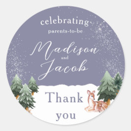 Winter Snowglobe Baby shower Ronde Sticker