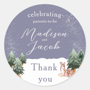 Winter Snowglobe Baby shower Ronde Sticker