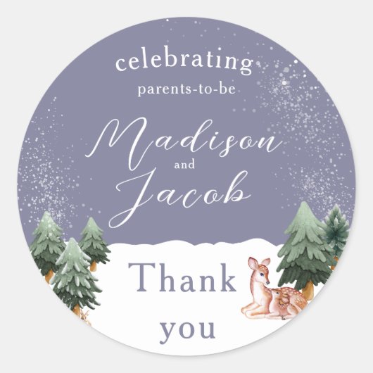 Winter Snowglobe Baby shower Ronde Sticker (Voorkant)