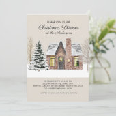 Winter Snowhuis Denn Christmas Diner Kaart (Staand voorkant)