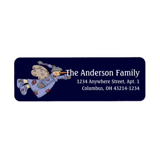 Winter Snowman Angel Return Address Labels (Voorkant)