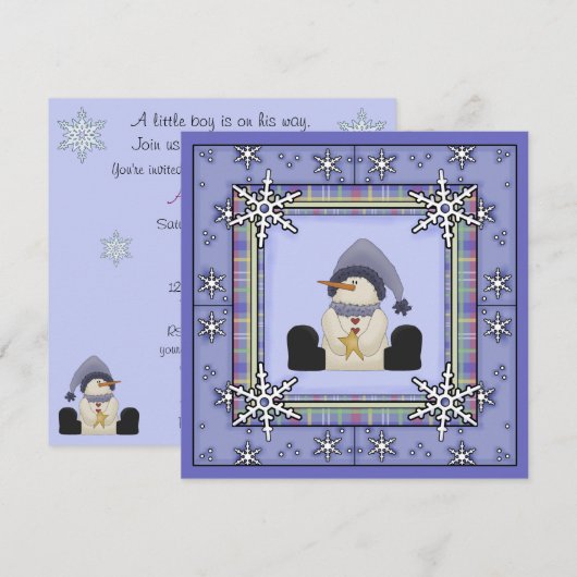 Winter Snowman Baby Boy Baby shower Uitnodiging (Voorkant / Achterkant)