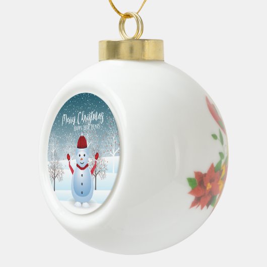 Winter Snowman Ball-kerstversiering Keramische Bal Ornament (Rechts)