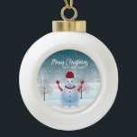 Winter Snowman Ball-kerstversiering Keramische Bal Ornament<br><div class="desc">Winter Snowman - Kerstkerstversiering - Thuis & Leven > Stadsverandering > Kerstfeest > Ornamenten</div>