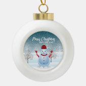 Winter Snowman Ball-kerstversiering Keramische Bal Ornament (Voorkant)