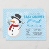Winter Snowman Boy Baby shower Uitnodiging (Voorkant / Achterkant)