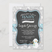 Winter Snowman Boy Baby shower-uitnodiging Kaart (Voorkant)