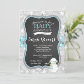 Winter Snowman Boy Baby shower-uitnodiging Kaart (Staand voorkant)