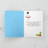 Winter Snowman Bright Blue Merry Kerstfeestdag Feestdagen Kaart (Binnen)