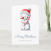 Winter Snowman Candy Cane Merry Christmas Feestdagen Kaart (Voorkant)
