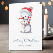 Winter Snowman Candy Cane Merry Christmas Feestdagen Kaart