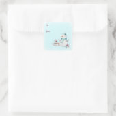 Winter Snowman Christmas To From Customizable  Vierkante Sticker (Tas)