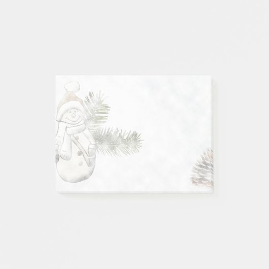 Winter Snowman en Pinecone Holiday Post-it® Notes (Voorkant)