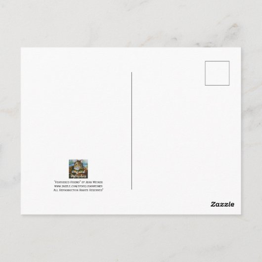 Winter Snowman en Red Cardinaal Bird Waterverf Art Briefkaart (Achterkant)