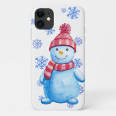 Winter Snowman en Snowflakes Case-Mate iPhone Case (Achterkant)