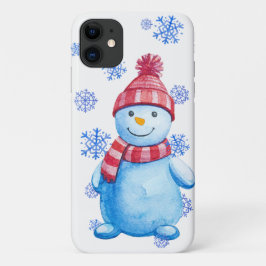 Winter Snowman en Snowflakes Case-Mate iPhone Case