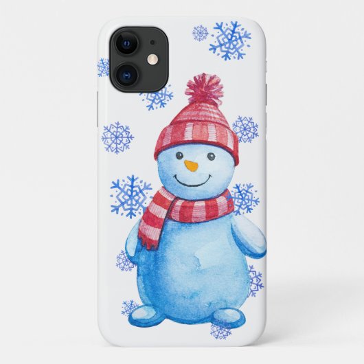 Winter Snowman en Snowflakes Case-Mate iPhone Case (Achterkant)