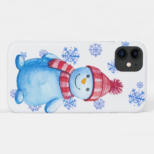 Winter Snowman en Snowflakes Case-Mate iPhone Case (Achterkant (horizontaal))