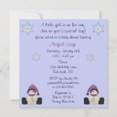Winter Snowman en Snowflakes Meisjes Baby shower Kaart (Achterkant)