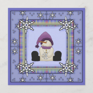 Winter Snowman en Snowflakes Meisjes Baby shower Kaart