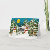 Winter Snowman en Woodland Critters Kaart (Voorkant)