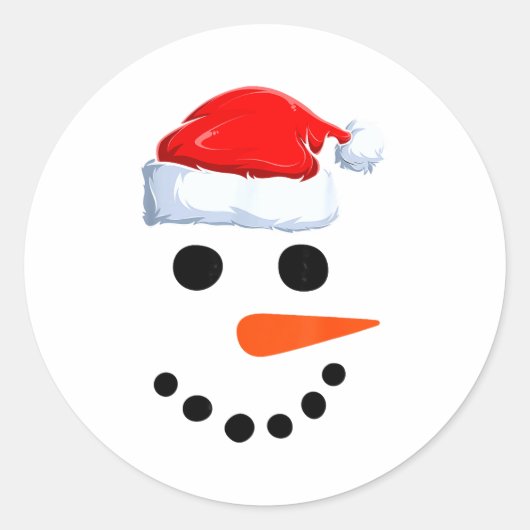 Winter Snowman Face Costume Christmas Snowman  Ronde Sticker (Voorkant)