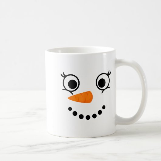 Winter Snowman Face Eyelashes Christmas Xmas Fun D Koffiemok (Rechts)
