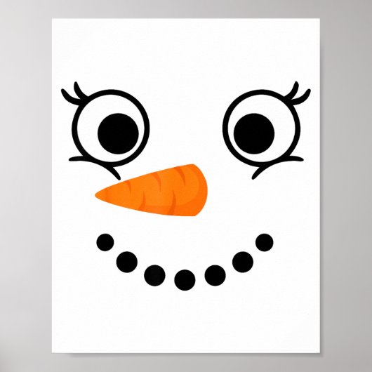Winter Snowman Face Eyelashes Christmas Xmas Fun D Poster (Voorkant)