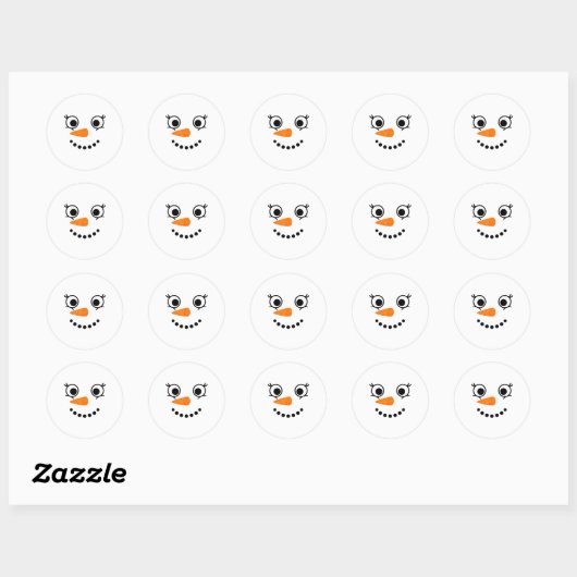 Winter Snowman Face Eyelashes Christmas Xmas Fun D Ronde Sticker (Vel)