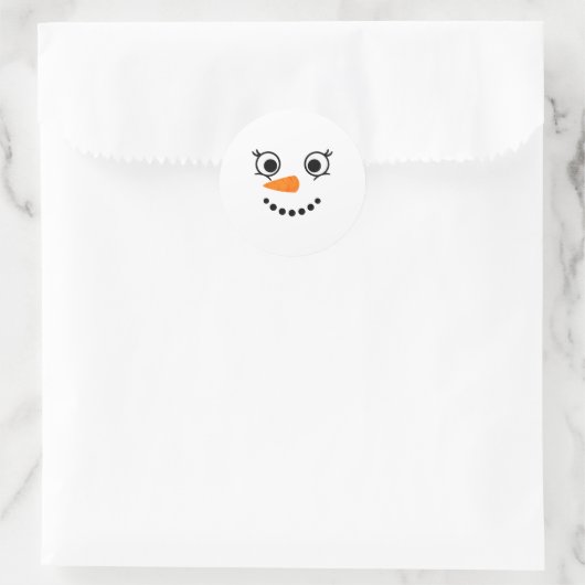 Winter Snowman Face Eyelashes Christmas Xmas Fun D Ronde Sticker (Tas)