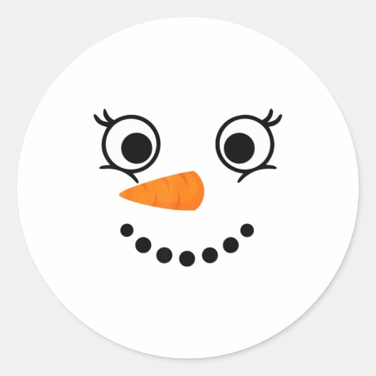 Winter Snowman Face Eyelashes Christmas Xmas Fun D Ronde Sticker (Voorkant)