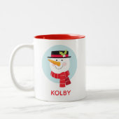 Winter Snowman Face Two-Tone Coffee Mok (Links)