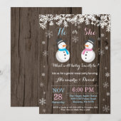 Winter Snowman Gender Reopenbaarmakingsuitnodiging Kaart (Voorkant / Achterkant)