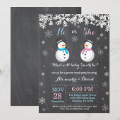Winter Snowman Gender Reopenbaarmakingsuitnodiging Kaart (Voorkant / Achterkant)