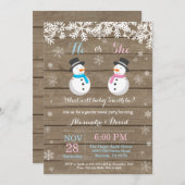 Winter Snowman Gender Reveal Uitnodiging (Voorkant / Achterkant)
