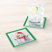 WINTER SNOWMAN GLAZEN ONDERZETTER (Schuin)